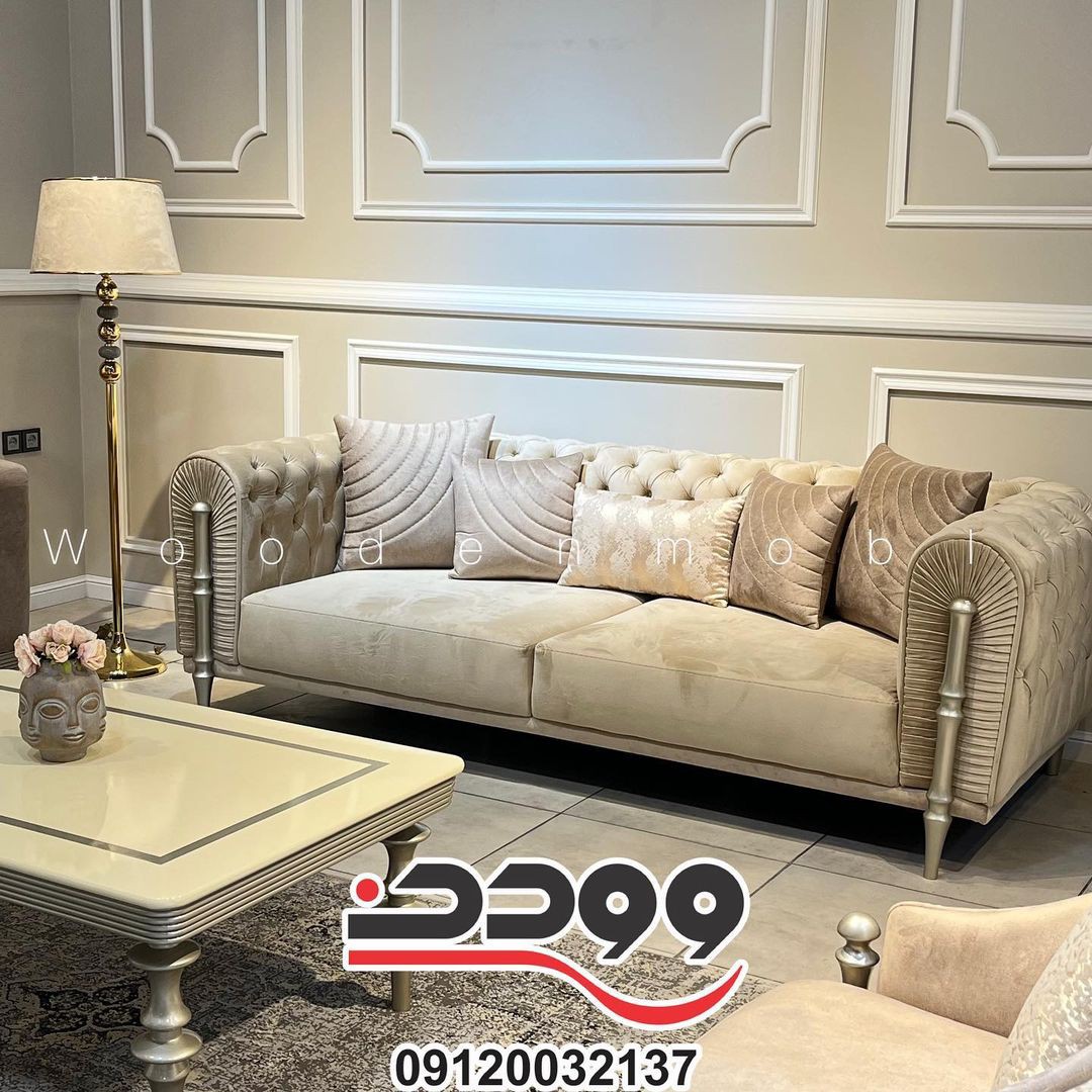 کاناپه سه نفره کلاسیک و چوبی وینچنزا در وودن مبل