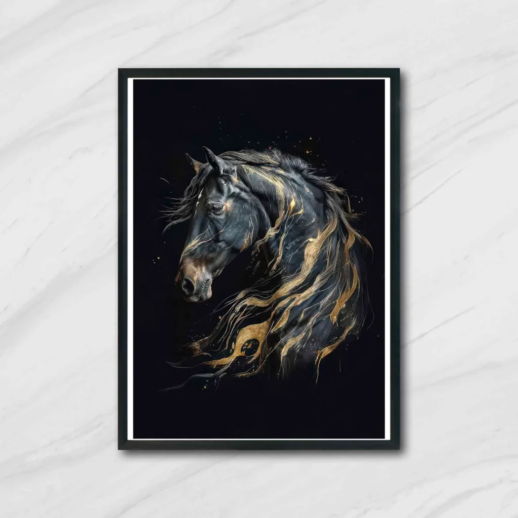 fabric panel Black Nights Horse